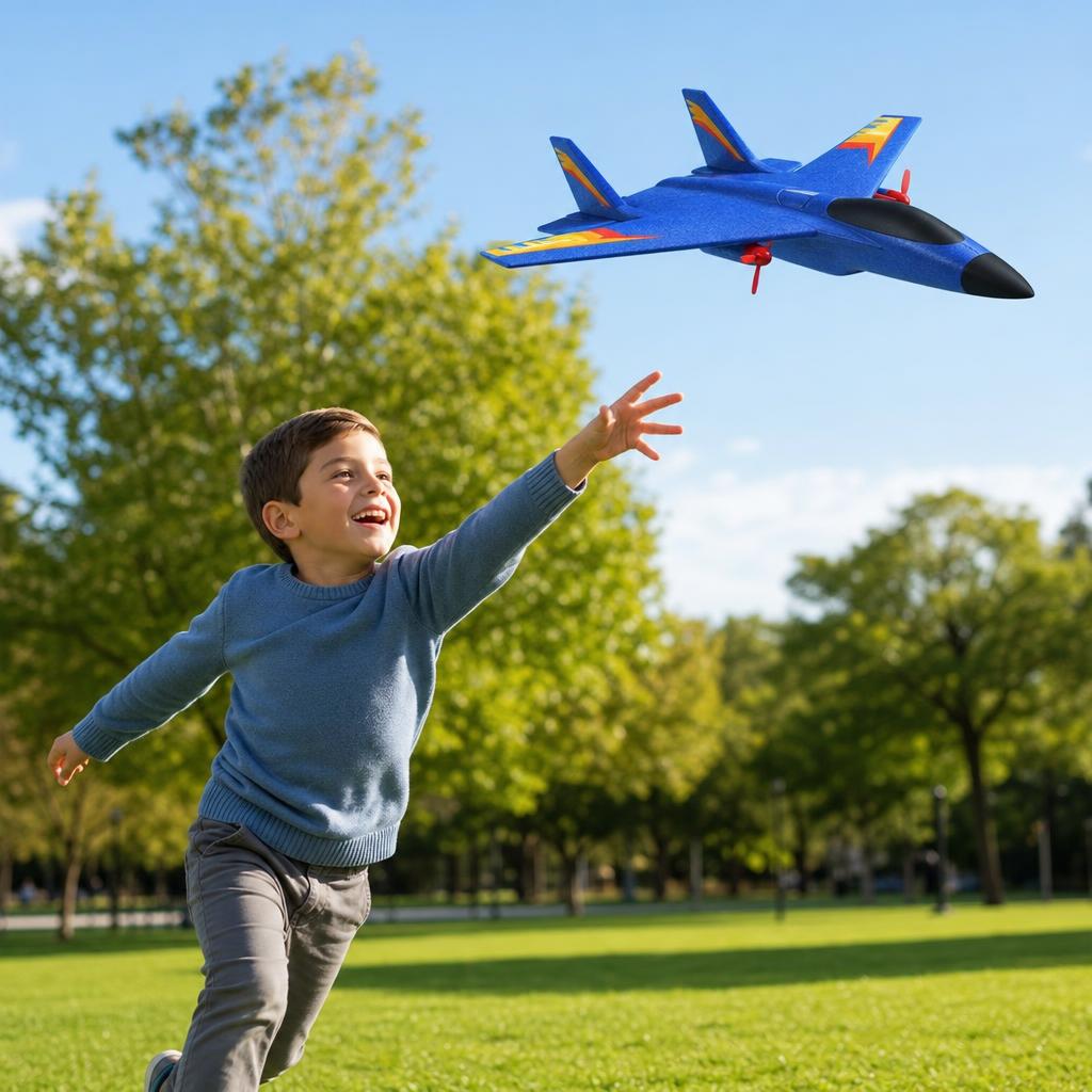 Launching the RC plane in the park